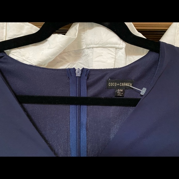 NWOT Fun navy blue romper with belt - Picture 2 of 4